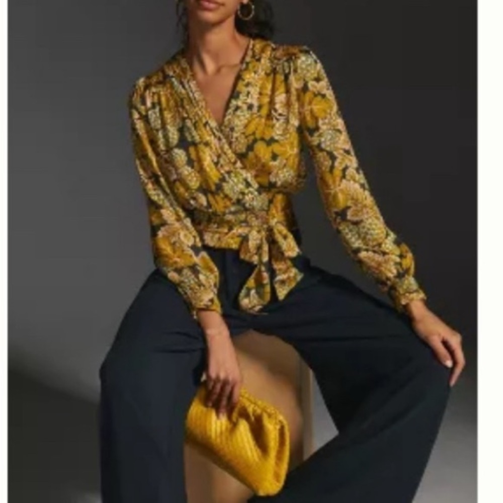 Anthropologie Side-Tie V-Neck Blouse